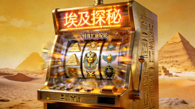 埃及探秘老虎机，金字塔与法老面具符号，展示特殊扩展转轴